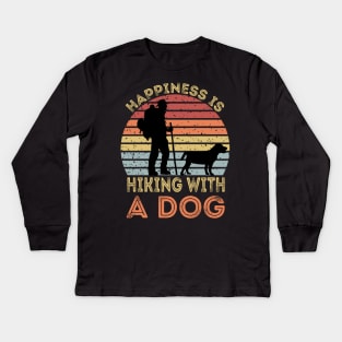 Happiness Is Hiking With A Dog Kids Long Sleeve T-Shirt